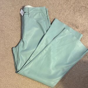 Express Women's Soft Blue Wide Leg Faux Leather Pants